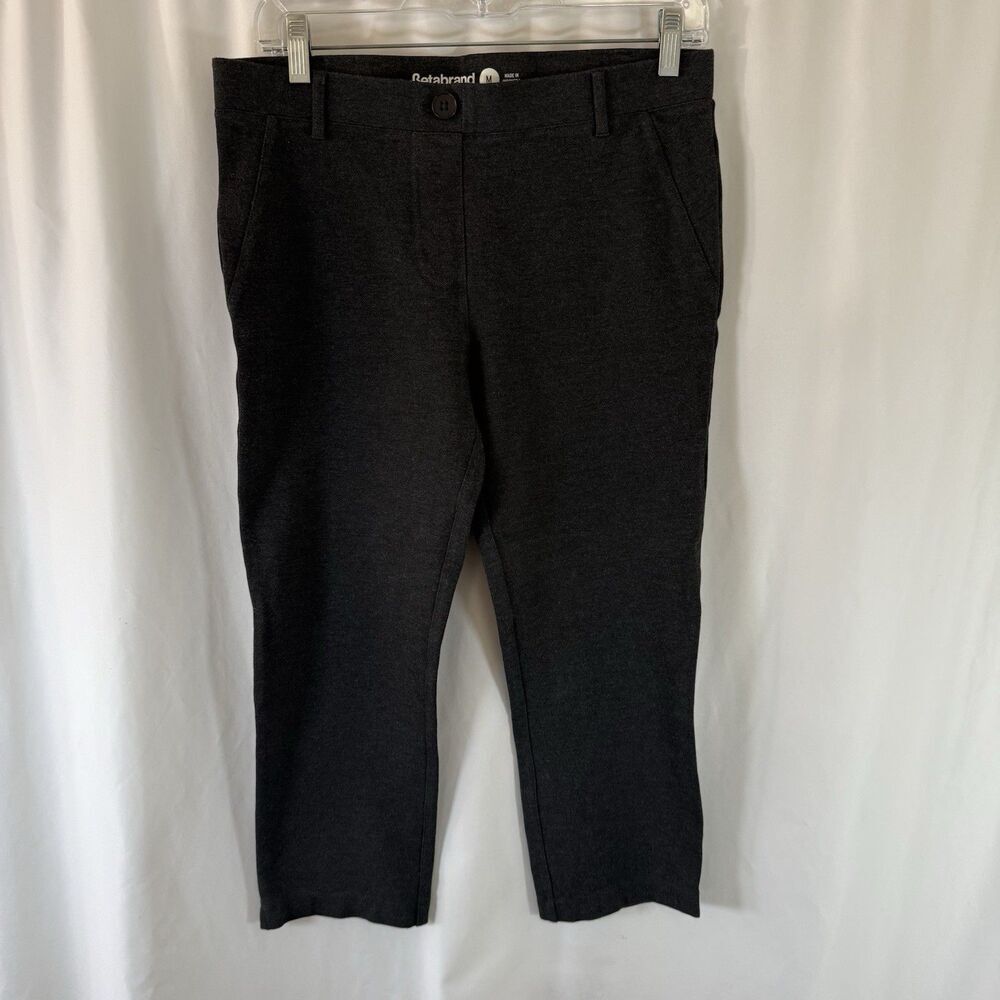 Betabrand Cropped Legging Pants Women's Medium Grey Elastic Waist Stretch